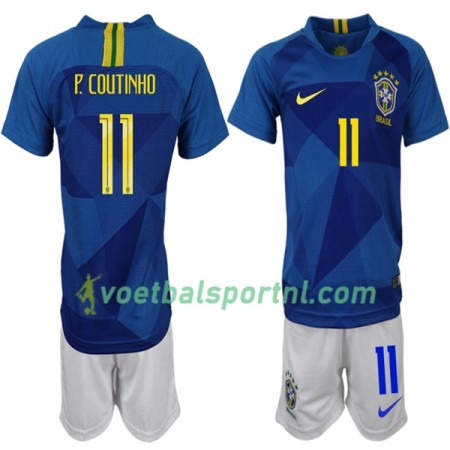 Brazilië P. Coutinho 11 Kind Uit Tenue WK voetbal 2018